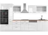Vicco Cucina Componibile R-Line, 350 Cm Con Armadio Alto, Pt Rovere, Bianco Lucido/Bianco