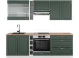 Vicco Cucina Componibile Fame-Line, 235 Cm , Pt Rovere, Verde-Oro Country House/Bianco