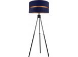 Lampada Da Terra Soggiorno Blu Scuro-Oro Lampada Da Terra Treppiede Design Moderno E27 Della Serie N340 (N340-DBDB)