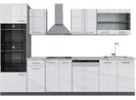 Vicco Cucina Componibile R-Line, 300 Cm Con Armadio Alto, Pt Marmo, Bianco Lucido/Antracite
