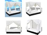 Vidaxl Lettino Da Esterno Con Tenda In Polirattan Nero - Lettino Prendisole - Sdraio - Sedia A Sdraio - Sedie A Sdraio