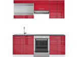 Vicco Cucina Componibile Fame-Line, 200 Cm , Pt Antracite, Bordeaux Lucido/Bianco