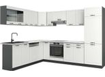 Vicco Cucina Angolare Completa R-Line, 227 X 287 Cm , Pt Marmo, Bianco Casa Di Campagna/Antracite