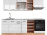 Vicco Cucina Componibile R-Line, 240 Cm , Pt Marmo, Bianco Lucido/Oro Power Oak