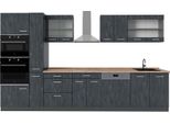 Vicco Cucina Completa R-Line, 350 Cm , Pl Rovere, Calcestruzzo Nero/Antracite/Antracite