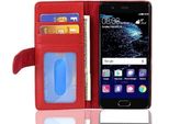 Cadorabo Custodia Per Huawei P10 Plus In Rosso Cover Posteriore Telefono Cellulare Protettivo Copertura Libro Custodia Libretto Slot Per Schede