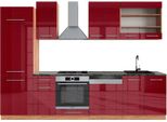 Vicco Cucina Componibile Fame-Line, 300 Cm , Pt Antracite, Bordeaux Lucido/Rovere Dorato