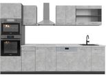 Vicco Cucina Componibile R-Line, 300 Cm Con Armadio Alto, Pl Marmo, Calcestruzzo/Antracite