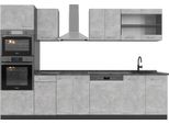 Vicco Cucina Componibile R-Line, 300 Cm Con Armadio Alto, Pl Antracite, Calcestruzzo/Antracite