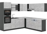 Vicco Cucina Angolare Completa R-Line, 237 X 247 Cm , Pl Marmo, Calcestruzzo/Antracite