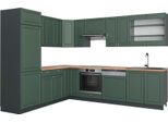 Vicco Cucina Angolare Completa Fame-Line, 227 X 287 Cm , Pt Rovere, Verde-Oro Country House/Antracite