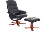 Recliner HWC-E30, Poltrona Tv Reclinabile Poltrona Tv Con Sgabello, Certificato Fsc® ~ Ecopelle Nera