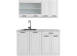 Vicco Cucina Monoblocco R-Line, 140 Cm , Pt Marmo, Casa Di Campagna Bianca/Bianco