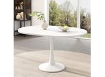 Flieks Tavolo Da Pranzo Tavolo Da Cucina Tavolo Da Sala Da Pranzo Allungabile, Tavolo Ovale Tavolo Da Ufficio Tavolo Da Salotto, 100-140X100X75 Cm, Bianco