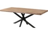 MASSIVMOEBEL24 | Tavolo Da Pranzo In Legno Di Mango 200X100X76 Laccato Beige / Gambe Mikado Antracite Matt Freeform 5