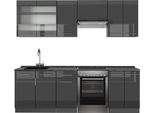 Vicco Cucina Componibile Fame-Line, 240 Cm , Pl Antracite, Antracite Lucido/Antracite
