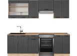 Vicco Cucina Componibile Fame-Line, 240 Cm , Pl Rovere, Grigio Scuro/Quercia Dorata
