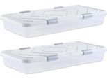 Vevor Cassettiera Sotto Il Letto Scatola Portaoggetti Sotto Il Letto 2 Pz. Scatola Portaoggetti Sotto Il Letto Con Coperchio E Chiusura Grigia, Organizzatore Di Scatole Per Vestiti, Scarpe E Coperte In Camera Da Letto