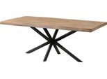MASSIVMOEBEL24 | Tavolo Da Pranzo In Legno Di Mango 200X100X76 Laccato Beige / Gambe Incrociate Antracite Matt Freeform 5