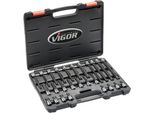 Vigor V6018 Set Di Chiavi A Bussola Con Dentatura Interna (Xzn) ∙Quadro Cavo 3/8 Di Pollice (10 Mm) ∙ Profilo Con Dentatura Interna Xzn ∙ M5 - M16 ∙ Numero Di Utensili: 26