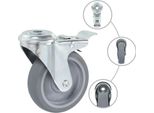 Vidaxl Ruote Girevoli Con Foro Per Bulloni E Doppio Freno 4 Pz. 100 Mm
