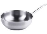 Padella Contacto In Acciaio Inox 18/10 Ø24 Cm Con Manico Tubolare E Bordo Versatore, Adatta All'induzione, Base A Capsula, Casseruola Senza Coperchio