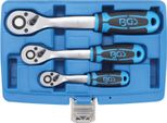 Set Di Cricchetti Reversibili | A Denti Stretti | Uscita A Comando Quadro Esterno 6,3 Mm (1/4") - 10 Mm (3/8"") - 12,5 Mm (1/2"") | 3 Pz."