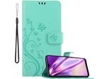 Cadorabo Cover Per Samsung Galaxy A20S Cover Protettiva In Turchese Cover Protettiva Cover Per Telefono Cellulare Cover Fiori Custodia Fiore