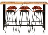 Syfax™ Set Da Bar 7 Pz In Legno Massello Di Acacia E Vera Pelle