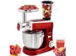 Syntrox Germany Küchenmaschine 1500W 7,5L mit Fleischwolf Mixer rot