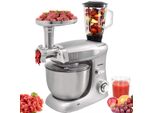 Syntrox Germany Teigknetmaschine 1300W 6,5L mit Fleischwolf silber