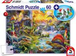 Schmidt Spiele 56372 Puzzle Di Dinosauri - 60 Pezzi + Set Di Figure Di Dinosauri