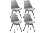 Clp Set Di 4 Sedie Da Pranzo Linares Con Struttura In Faggio, Plastica Grigio/Grigio