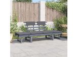Vidaxl Panca Da Giardino Con Cuscini 2 In 1 190 Cm Grigio Legno Massiccio Acacia