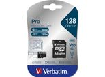 Verbatim Microsdxc Pro 128GB Classe 10 UHS-I Incl. Adattatore