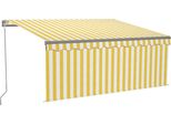 Vidaxl Tenda Da Sole Manuale A Scomparsa Con Tenda A Rullo E Led 3,5X2,5 M Giallo Bianco