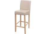 Sgabello Da Bar HWC-C33, Sgabello Da Banco, Legno Mvg ~ Crema, Gambe Chiare, Pelle Finta