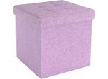 Intirilife Sgabello Pieghevole 38X38X38 Cm In Lotus Rosa - Cubo Di Seduta Con Vano Portaoggetti E Coperchio In Tessuto Con Incavi - Cubo Di Seduta Poggiapiedi Scatola Portaoggetti Sgabello A Cassapanca