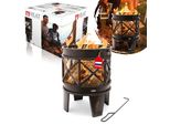 Cestini Da Fuoco Heat 42 Cm - Cestini Da Fuoco Per Il Giardino - Pozzo E Barile Da Fuoco Per Esterni - Cestini Da Fuoco Con Griglia Opzionale In Acciaio Di Alta Qualità - Cestino Da Fuoco Per Il Giardino - 42X42X53 Cm