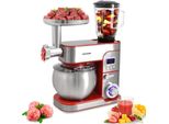 Syntrox Germany Küchenmaschine 6L mit Fleischwolf 1300W rot