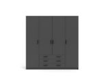 Armadio Spell L183 Cm 4 Ante E 3 Cassetti Grigio Opaco.
