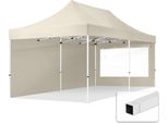 Toolport 3X6M Gazebo Pieghevole Con Laterali (Finestre Panoramiche), Economy Acciaio, Crema