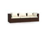 Syfax™ Divano A 3 Posti Con Cuscini In Polyrattan Marrone