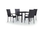 Syfax™ Set Mobili Da Pranzo Per Giardino 5 Pz Nero