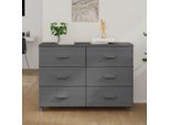 Vidaxl Credenza Hamar Grigio Scuro 113X40X80 Cm In Legno Di Pino Massiccio