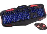 Esperanza EGK3000, Dimensioni Complete (100%), Cablato, Usb, Qwerty, Nero, Rosso, Mouse Incluso