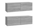 Syfax™ Mobili Tv Muro 2Pz Grigio Sonoma 100X30X30 Cm Legno Multistrato