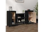 Vidaxl Credenze 2 Pezzi Nero 39X35X80 Cm In Legno Di Pino Massiccio