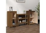 Credenze 2 Pz. Marrone Miele 40X35X80 Cm In Legno Massiccio Di Pino