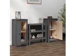 Credenze 2 Pz. Grigio 40X35X80 Cm In Legno Di Pino Massiccio